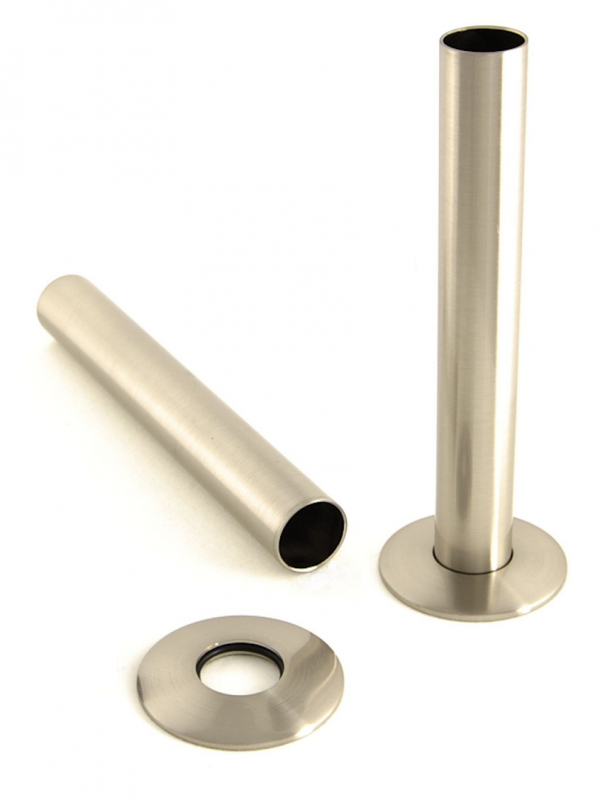 Pipe Sleeves and Floor Caps 130mm Brushed Satin Nickel